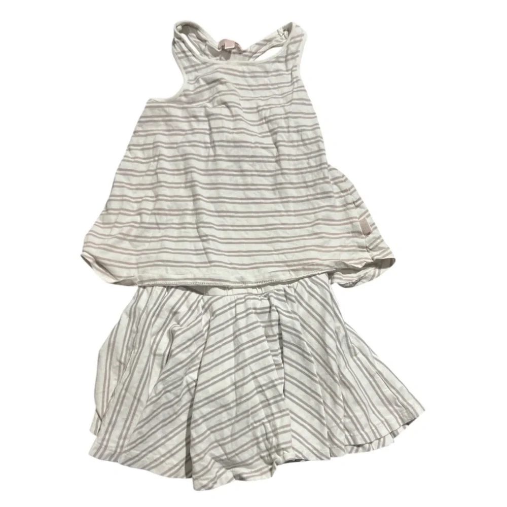 Striped White Kids two piece - skirt with attached shorts-5T
